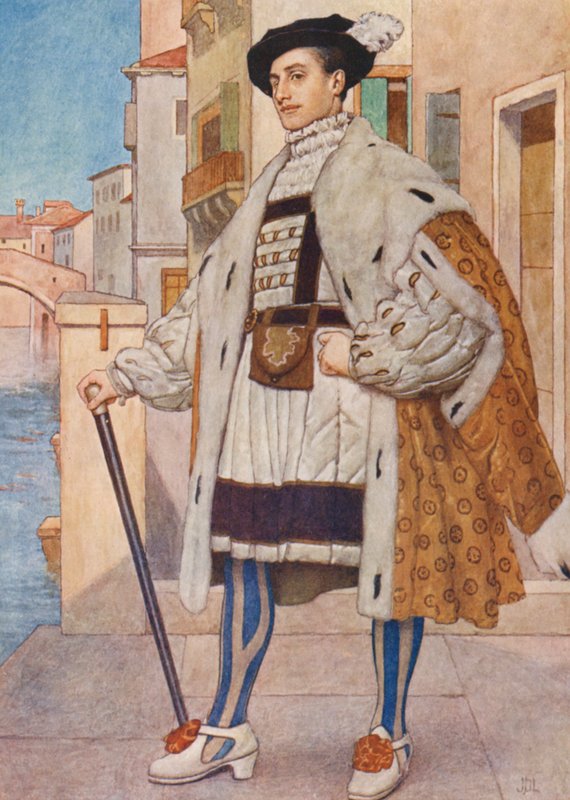 Shakespeares Købmanden i Venedig: Bassanio (farvelitografi) af James Dromgole Linton