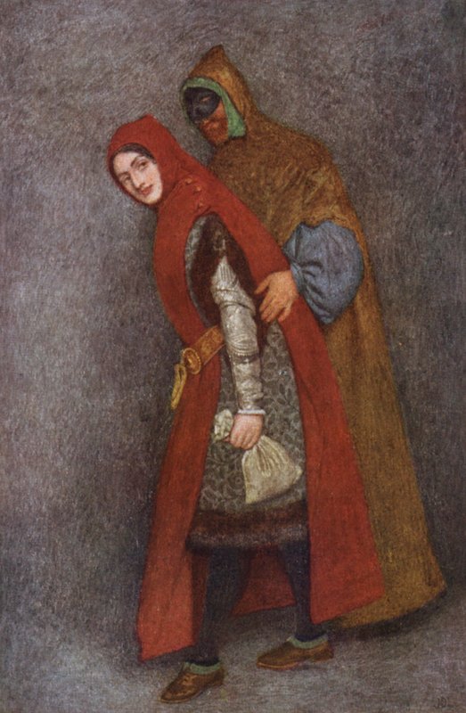 Shakespeares Købmanden i Venedig: Lorenzo og Jessica (farvelitografi) af James Dromgole Linton