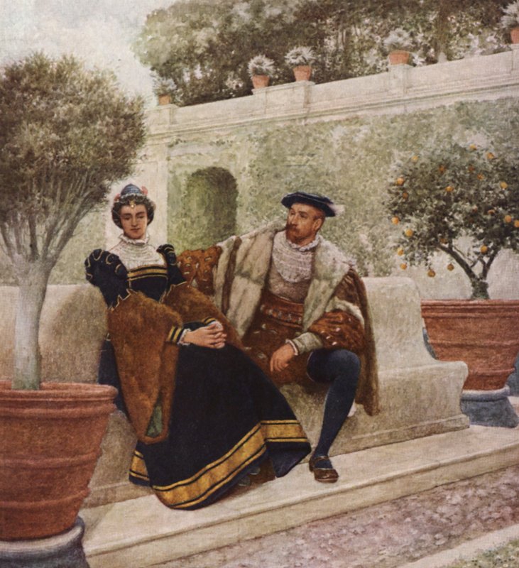 Shakespeares Købmanden i Venedig: Lorenzo og Jessica (farvelitografi) af James Dromgole Linton
