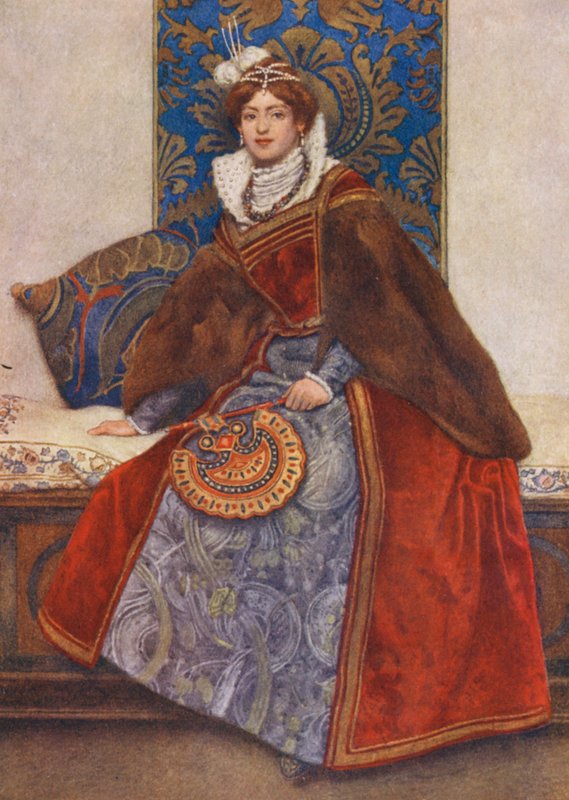 Shakespeares Købmanden i Venedig: Portia (farvelitografi) af James Dromgole Linton