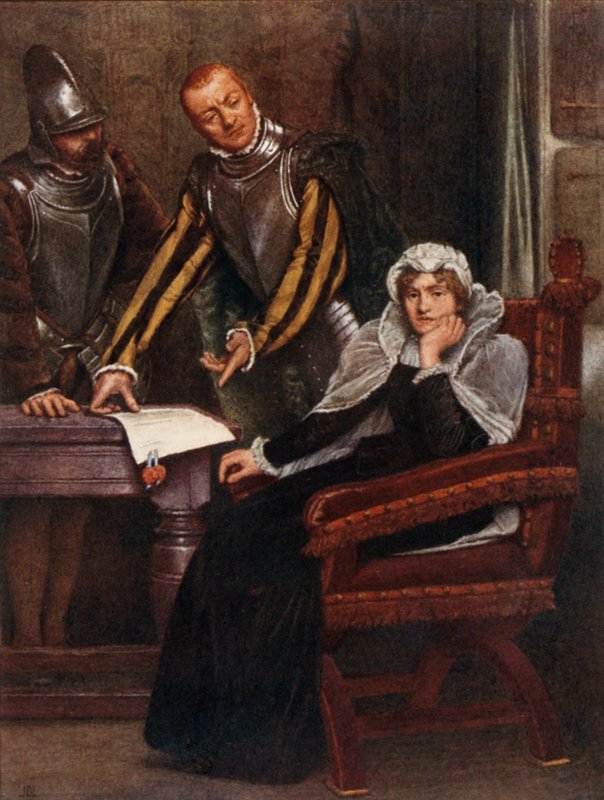 Abdikationen ved Lochleven Slot af Mary Stuart, dronningen af Skotten af James Dromgole Linton