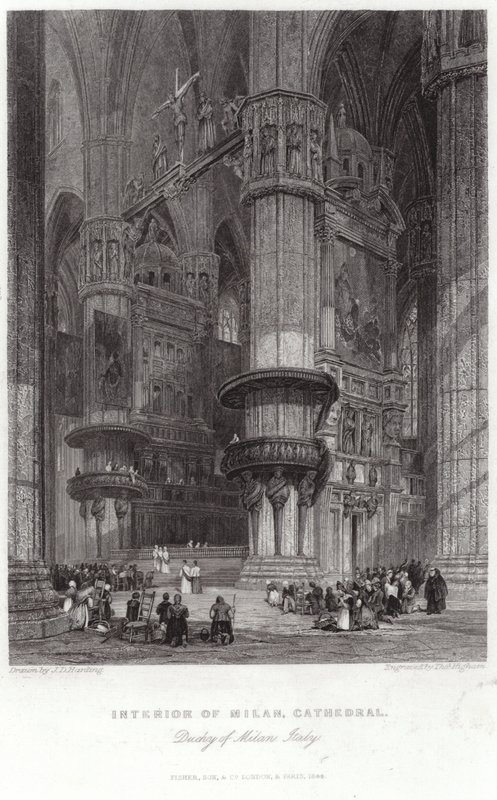 Interiør af Milanos katedral af James Duffield Harding