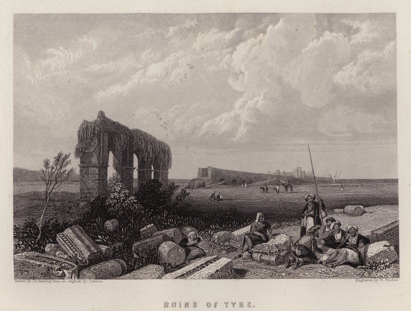 Ruins of Tire (farve litho) af James Duffield Harding