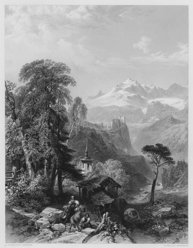 Val St Nicola, Schweiz (gravering) af James Duffield Harding