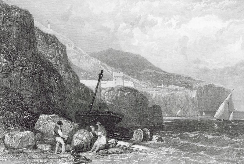 Vico, Napolibugten, Italien (kobberstik) af James Duffield Harding
