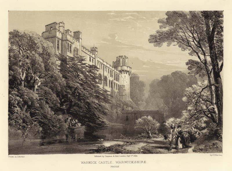 Warwick Castle (lithotint) af James Duffield Harding