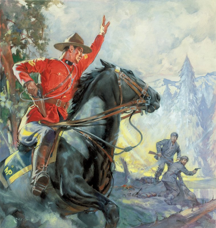 Canadian Mounties (gouache på papir) af James Edwin McConnell