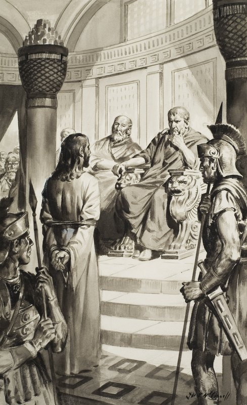 Kristus foran Pontius Pilatus (gouache på papir) af James Edwin McConnell