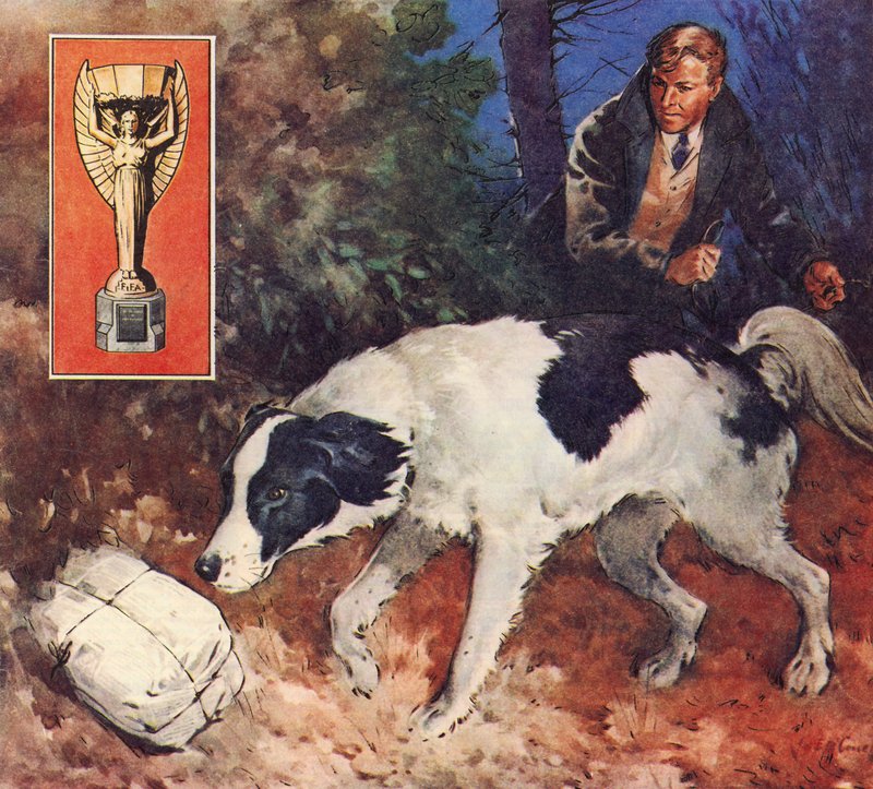 Pickles, VM-hunden (farvelitografi) af James Edwin McConnell