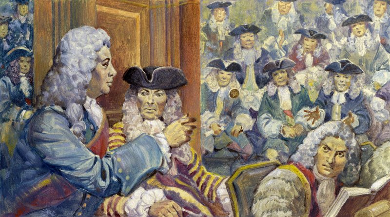 Sir Robert Walpole satsede engang en guinea på sin klassiske nøjagtighed og tabte (gouache på papir) af James Edwin McConnell