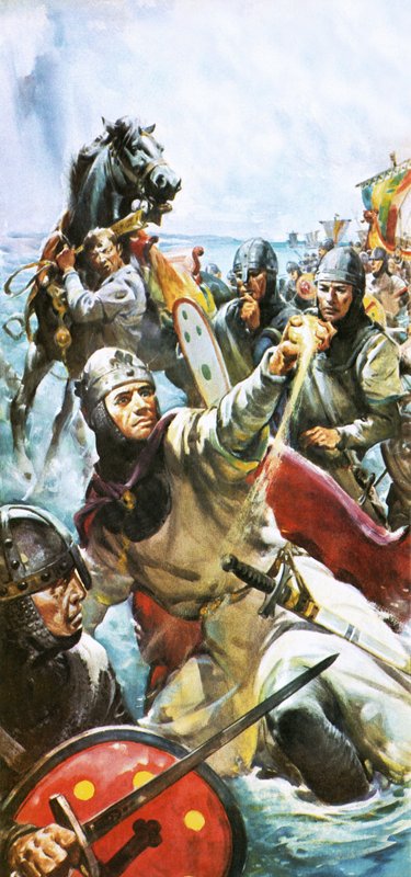 Vilhelm Erobreren ankommer til England i 1066 med en håndfuld sand. af James Edwin McConnell