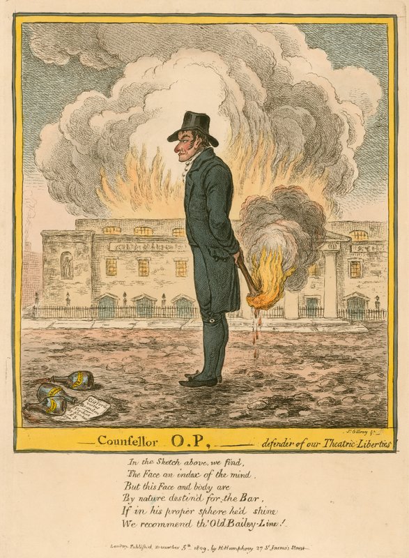 Rådgiver O.P. - forsvarer af vores teatralske frihedsrettigheder af James Gillray