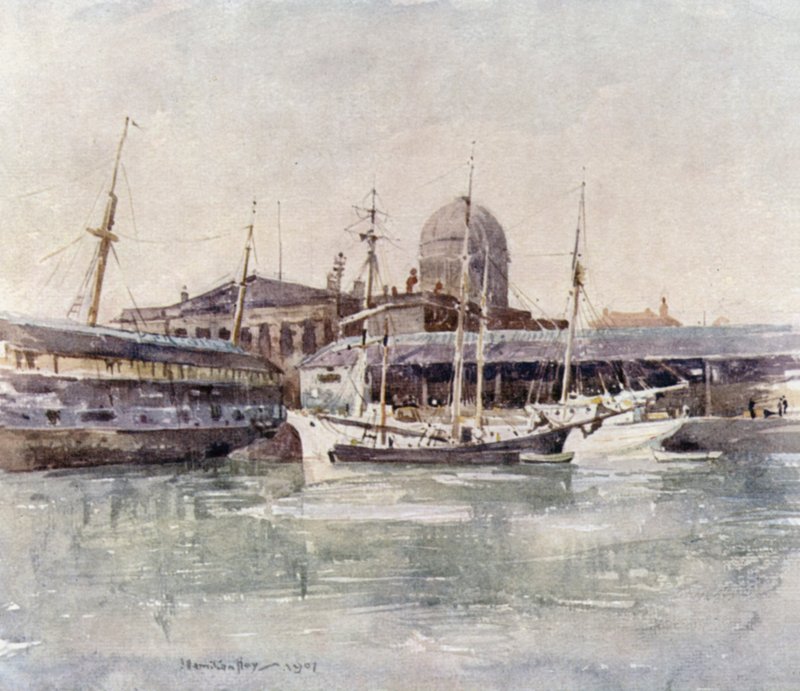 Custom House fra Salthouse Dock af James Hamilton Hay