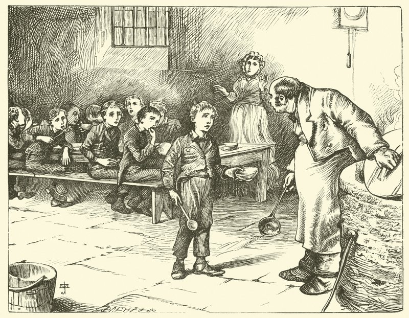 Oliver Twist beder om mere af James Mahoney