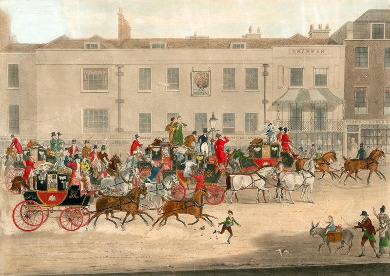 North Country Mails at the Peacock, Islington (James Pollard, 1821) af James Pollard