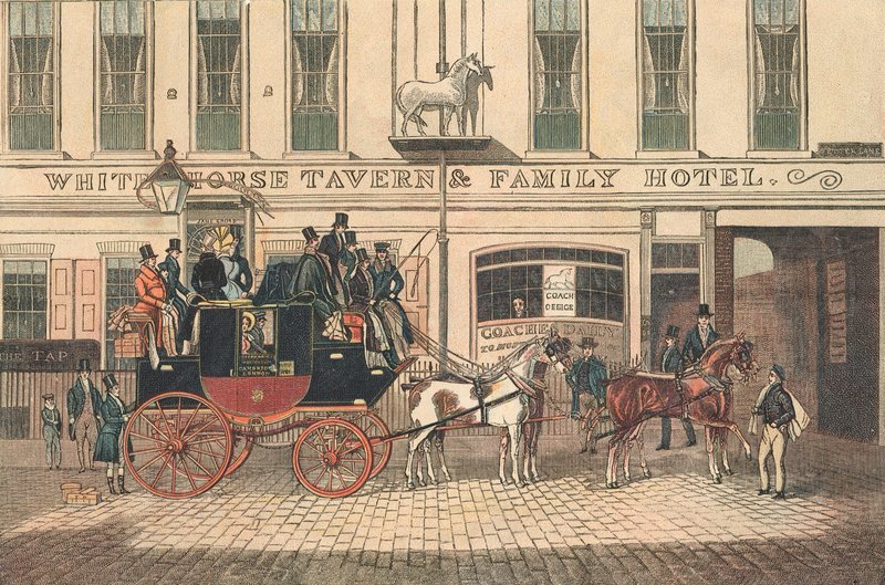White Horse Tavern and Hotel, Fetter Lane, London af James Pollard