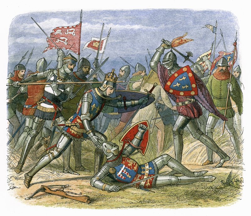 Kong Henrik V angrebet af hertugen af Alencon i slaget ved Agincourt af James William Edmund Doyle