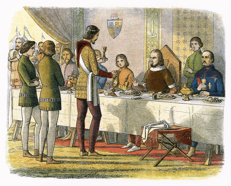 Prins Edward serverer kong John af Artois ved bordet efter at have besejret ham ved Poitiers af James William Edmund Doyle