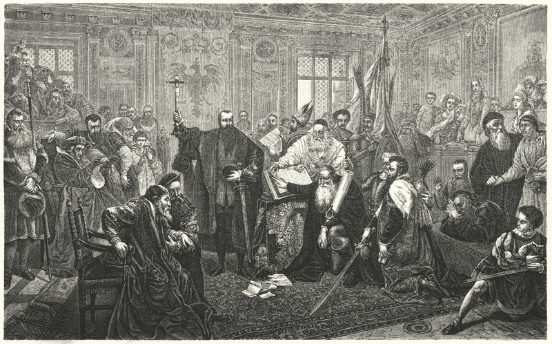 Oprettelse af det polsk-litauiske Commonwealth af Union of Lublin af Jan Alojzy Matejko