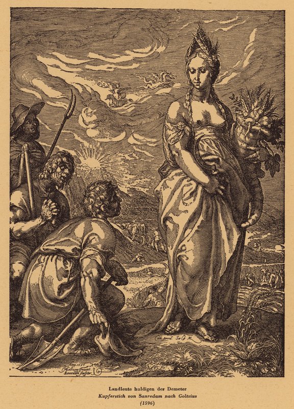 Venering af Demeter (Ceres) (gravering) af Jan Saenredam