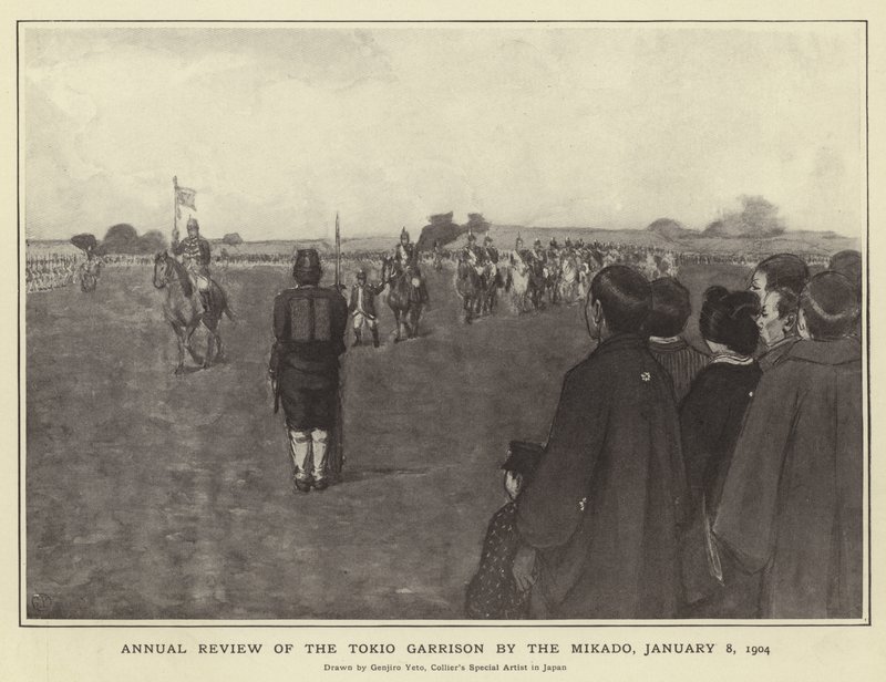 Årlig gennemgang af Tokio Garnison af Mikado, 8. januar 1904 af Japanese Photographer