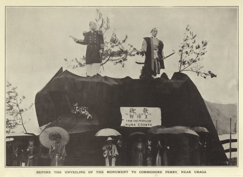 Før afsløringen af monumentet til Commodore Perry, nær Uraga af Japanese Photographer