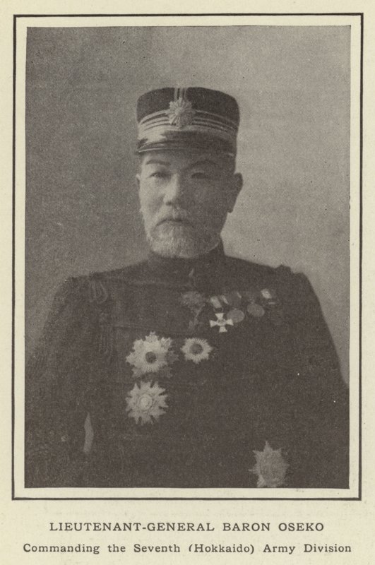 Generalløjtnant Baron Oseko, der leder den syvende (Hokkaido) Army Division af Japanese Photographer