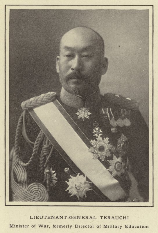 Generalløjtnant Terauchi, krigsminister, tidligere direktør for militæruddannelse af Japanese Photographer