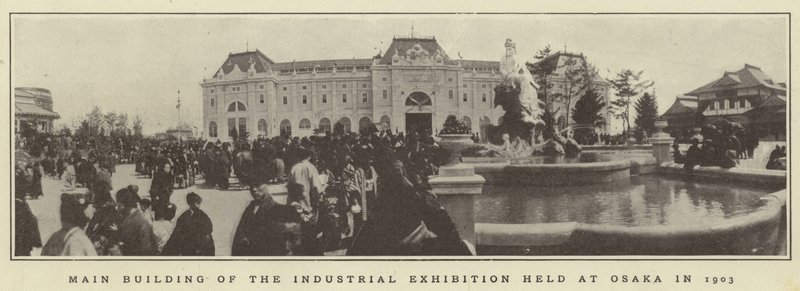 Hovedbygningen til industriudstillingen afholdt i Osaka i 1903 af Japanese Photographer