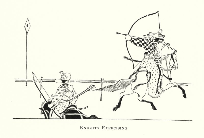 Riddere motionerer (litho) af Japanese School