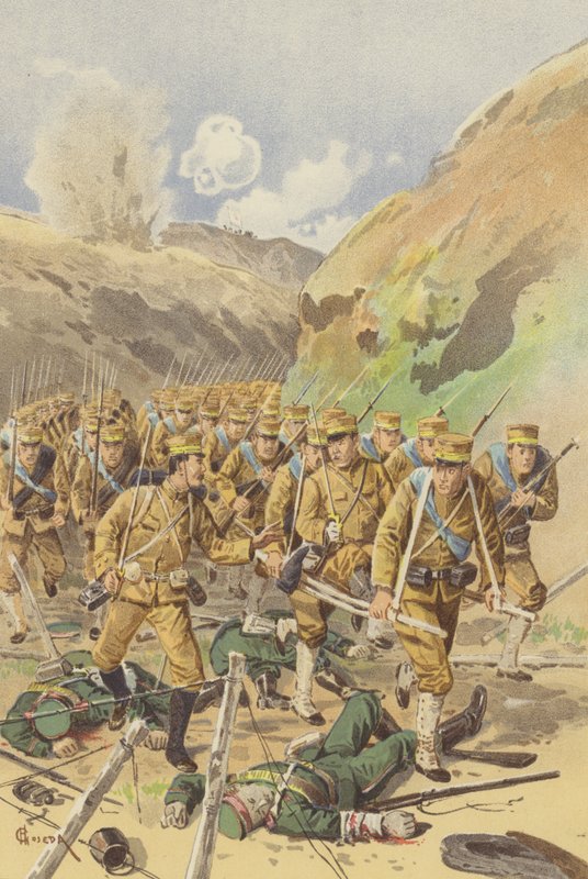 Løjtnant Takagi beder sin brigadekommandant om tilladelse til at fremme (Chromolitho) af Japanese School
