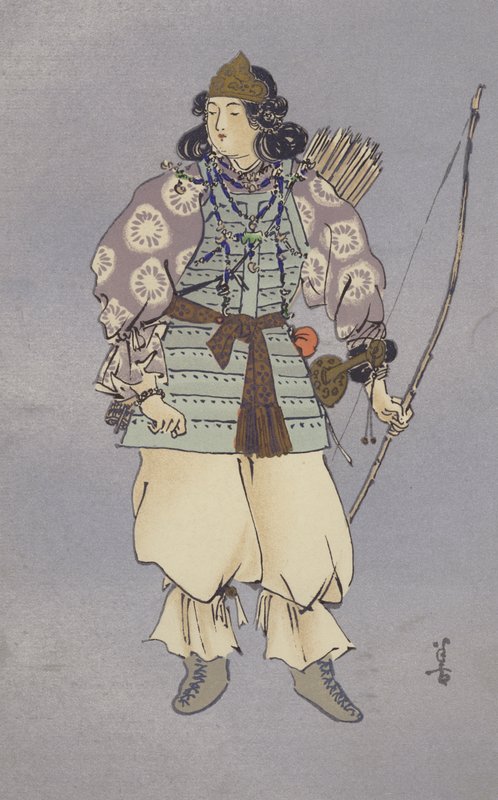 Kejserinde Jingo, der ledede ekspeditionen til Korea i år 200 (chromolitho) af Japanese School