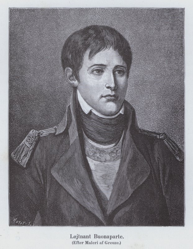 Napoleon Bonaparte som ung løjtnant af artilleri, c1785 (litho) af Jean Baptiste (after) Greuze