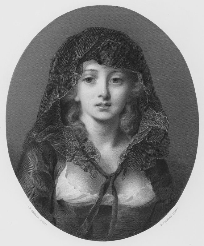 Enkelhed (gravering) af Jean Baptiste (after) Greuze