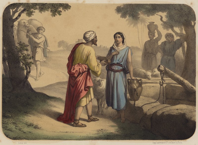 Eliezer Et Rebecca af Jean Baptiste Auguste Leloir