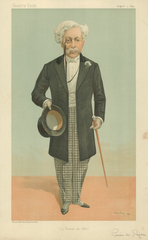 Le Prince de Sagan, Le Prince du Chic, 1. august 1895, Vanity Fair tegnefilm af Jean Baptiste Guth