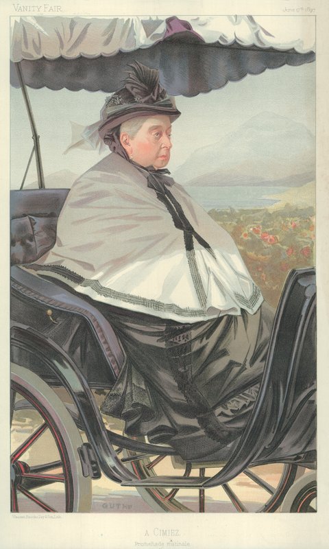 Queen Victoria, A Cimiez, promenade matinale, 17. juni 1897, Vanity Fair tegneserie af Jean Baptiste Guth