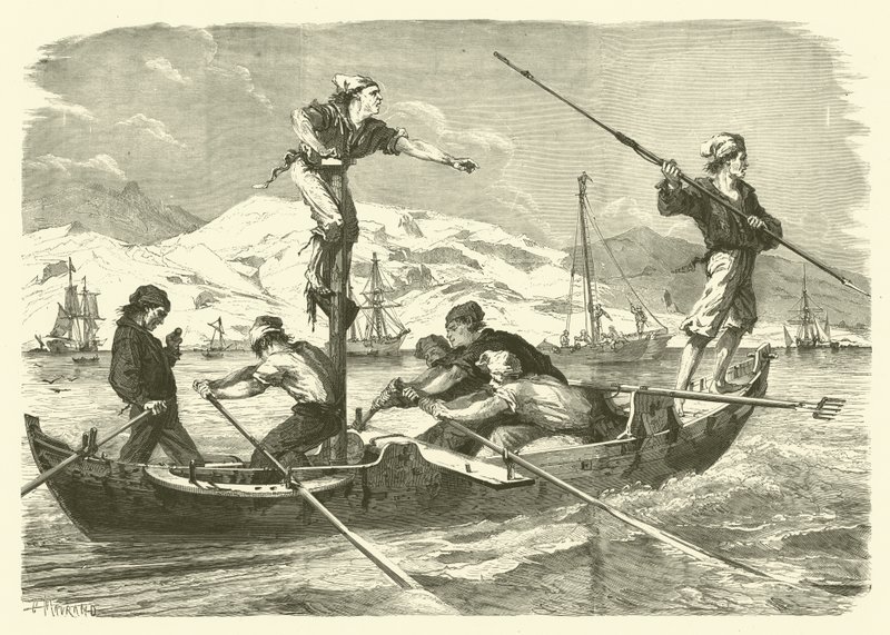 Fiskeri efter sværdfisk ved Siciliens kyst (gravering) af Jean Baptiste Henri Durand Brager