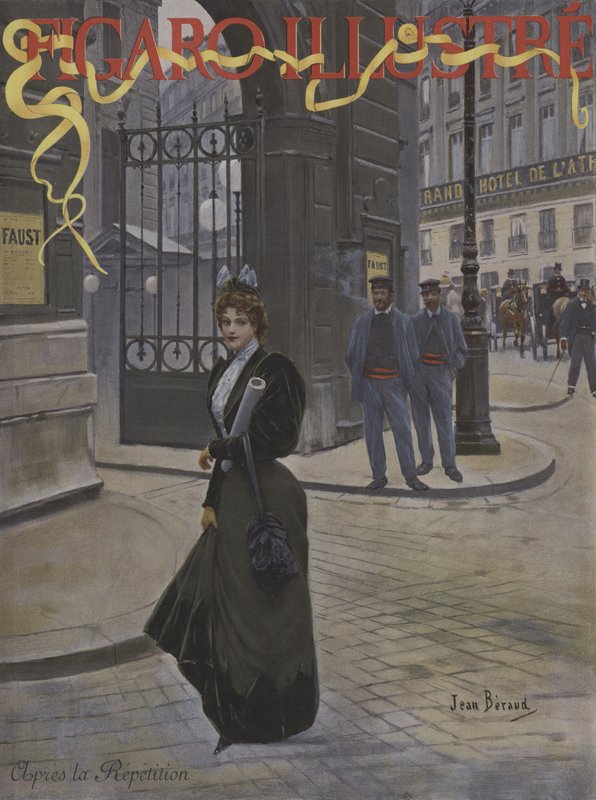 Apres la Gentagelse (Efter Øvelsen). Forside af Le Figaro Illustre, april 1896 af Jean Beraud