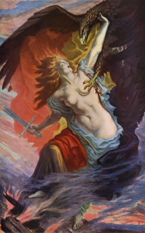 Belgien Indomitable (farvelitografi) af Jean Delville