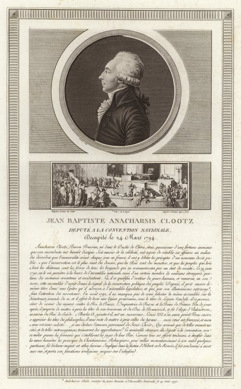 Portræt af Jean-Baptiste du Val-de-Grace, Baron de Cloots af Jean Duplessi Bertaux