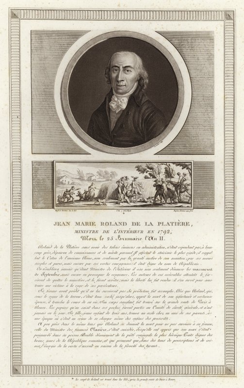 Portræt af Jean-Marie Roland, viscount de la Platiere af Jean Duplessi Bertaux
