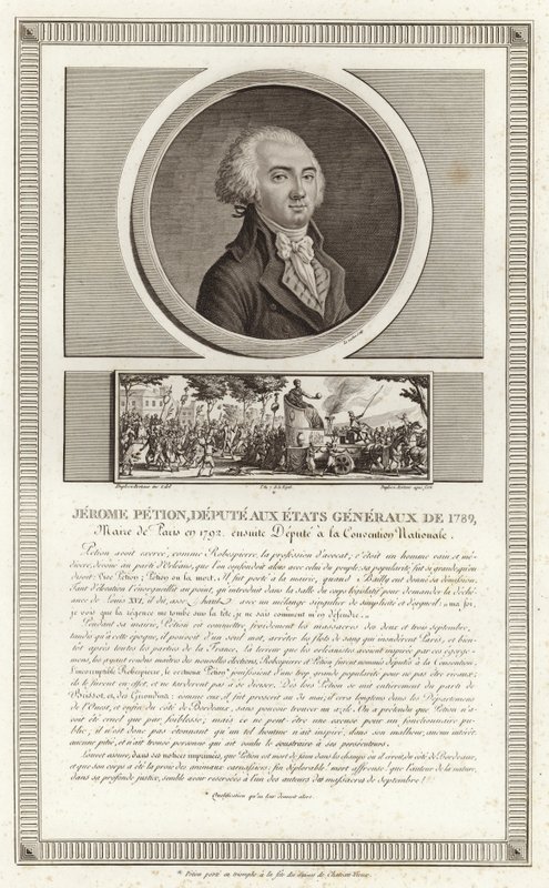 Portræt af Jerome Petion de Villeneuve af Jean Duplessi Bertaux