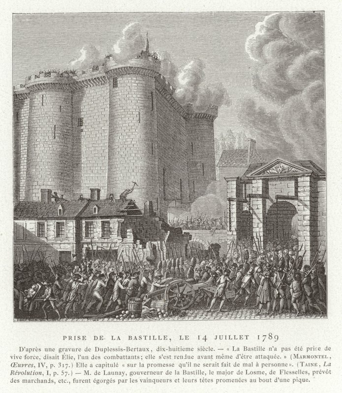 Stormning af Bastillen, Paris, den franske revolution, 14. juli 1789 af Jean Duplessis Bertaux