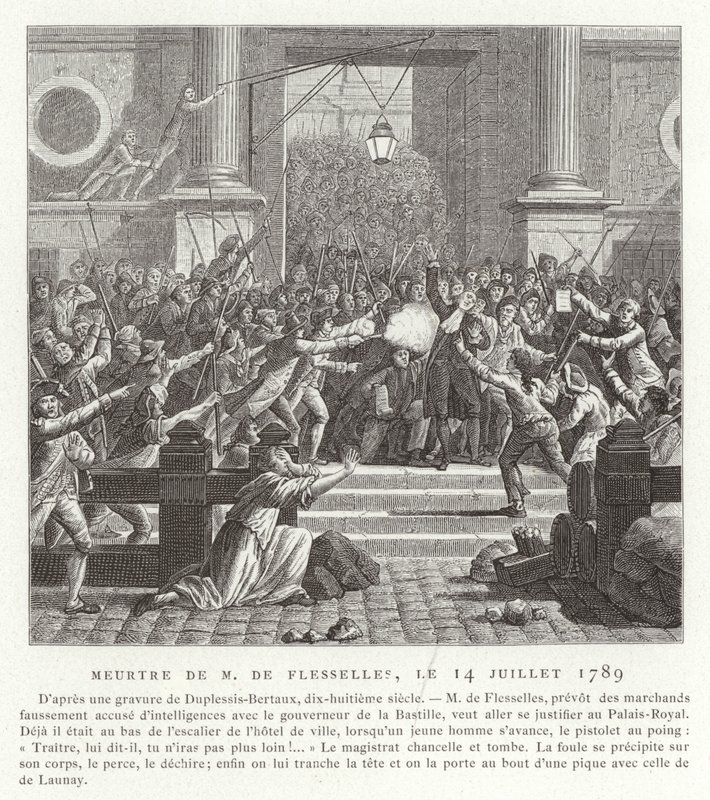 Mordet på Jacques de Flesselles, den franske revolution, 14. juli 1789 af Jean Duplessis Bertaux