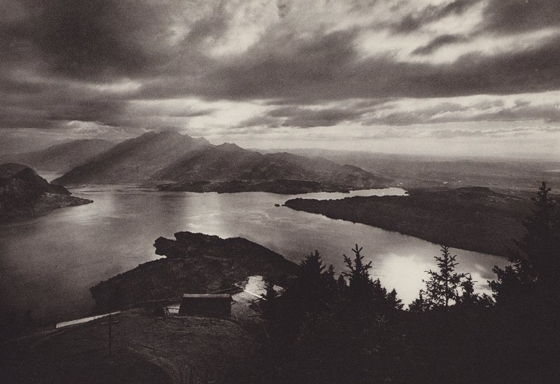 Rigi Kaltbad, aftenstemning med udsigt fra Känzeli (s/h foto) af Jean Gaberell