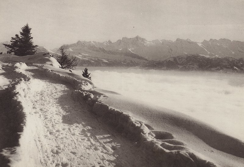 Rigi Kaltbad, solrig vinterdag (s/h foto) af Jean Gaberell