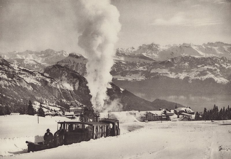 Rigi Kaltbad, vintersportstog fra Vitznau Rigi Bahn (s/h foto) af Jean Gaberell
