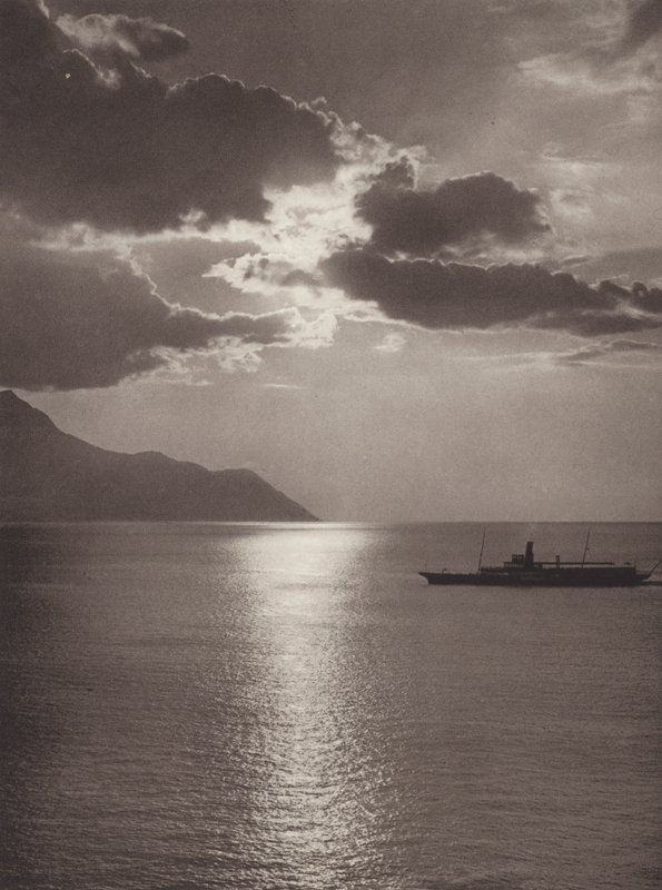 Schweiz: Genevesøen, aften (s/h foto) af Jean Gaberell