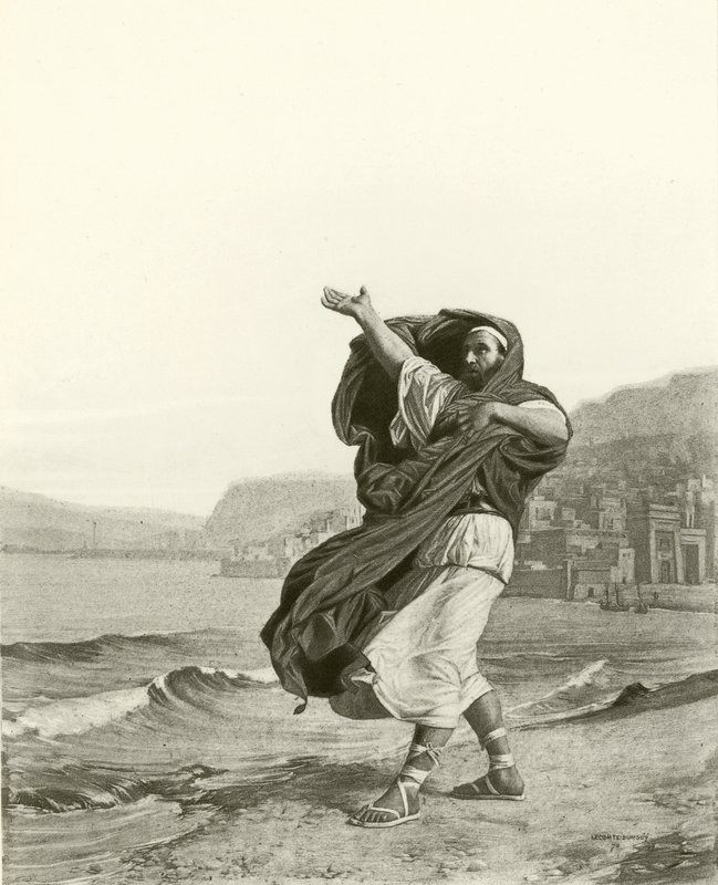 Demosthenes, der øver tale (dybtryk) af Jean Jules Antoine Lecomte du Nouy